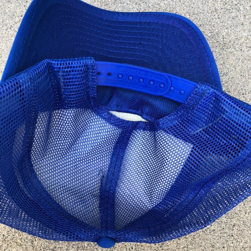NISSIN CAPS P Logo Trucker Hat Men's Adjustable Blue Cap - Picture 4 of 5